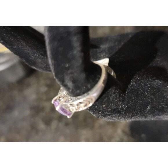 Round Amethyst, gemstone Art Deco design Sterling Silver 925 Ring Filigree sz 5 - Picture 14 of 14